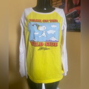 L.L Bean X Peanuts 'Walk on the Wild Side' Snoopy Yellow Raglan Baseball Top